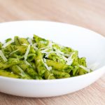 Recipe for penne pasta with spinach & pecorino pesto