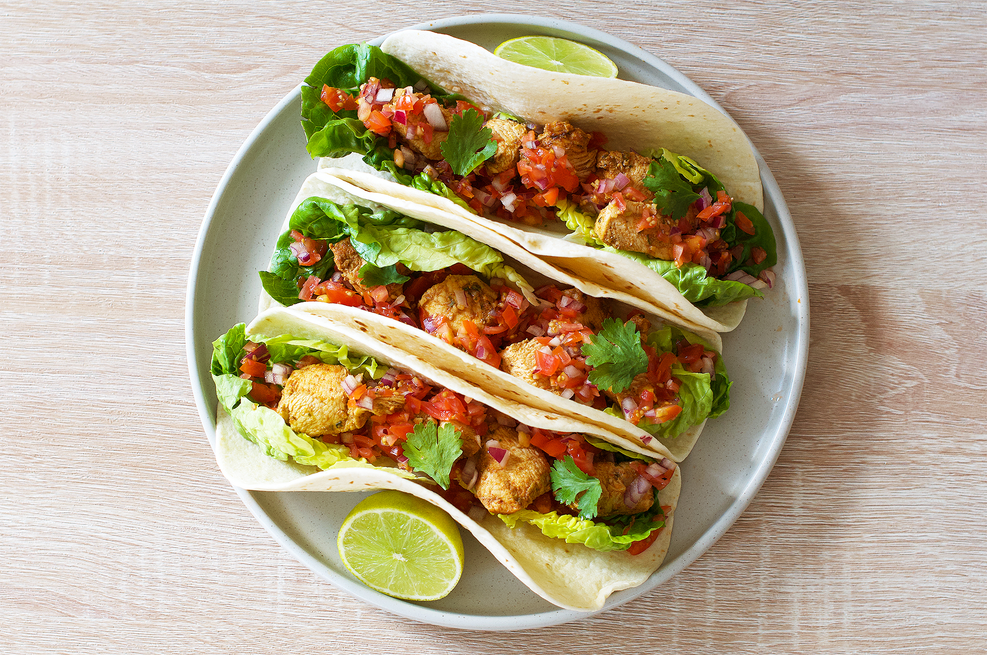 Lime chicken and coriander tacos recipe